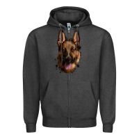 Charcoal Heather German Shepherd Zipper Hoodie - Jasminsmagicworld