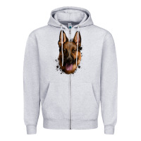 Heather Grey German Shepherd Zipper Hoodie - Jasminsmagicworld