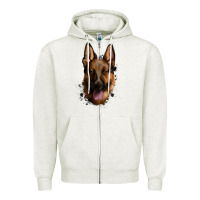 Oatmeal Heather German Shepherd Zipper Hoodie - Jasminsmagicworld
