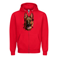 Red German Shepherd Zipper Hoodie - Jasminsmagicworld