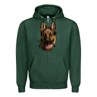 Sports Green German Shepherd Zipper Hoodie - Jasminsmagicworld
