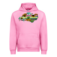 Fuchsia Pink North Carolina Map Sunflower Cactus Serape Urban Hoodie - RanaPortraitStore