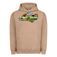 Pigment Burro North Carolina Map Sunflower Cactus Serape Urban Hoodie - RanaPortraitStore