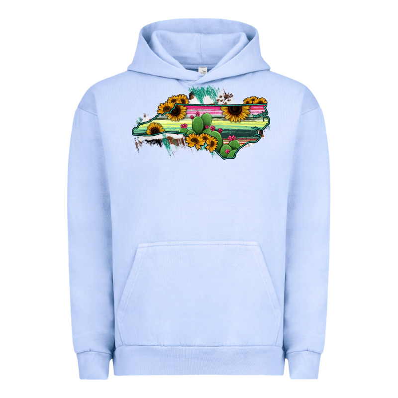 North Carolina Map Sunflower Cactus Serape Urban Hoodie by RanaPortraitStore | Teevron