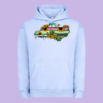 North Carolina Map Sunflower Cactus Serape Urban Hoodie Designed By Ranaportraitstore