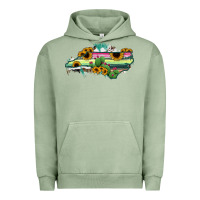 Pigment Oil Green North Carolina Map Sunflower Cactus Serape Urban Hoodie - RanaPortraitStore