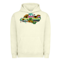 Pigment Pistachio North Carolina Map Sunflower Cactus Serape Urban Hoodie - RanaPortraitStore