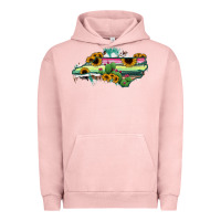Pigment Salmon North Carolina Map Sunflower Cactus Serape Urban Hoodie - RanaPortraitStore