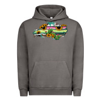 Pigment Tornado North Carolina Map Sunflower Cactus Serape Urban Hoodie - RanaPortraitStore