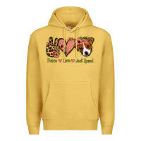 Antique Gold Peace Love Jack Russel Premium Hoodie - Jasminsmagicworld