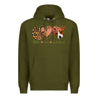 Army Green Peace Love Jack Russel Premium Hoodie - Jasminsmagicworld