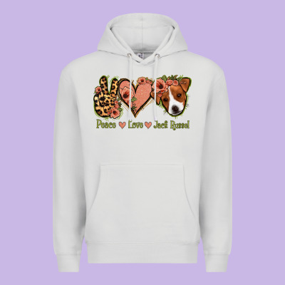 Peace Love Jack Russel Premium Hoodie Designed By Jasminsmagicworld