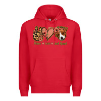 Red Peace Love Jack Russel Premium Hoodie - Jasminsmagicworld