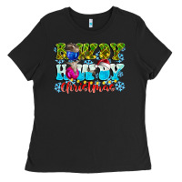 Black Rowdy Howdy Christmas Ladies Tee - CowhideDigitalArt