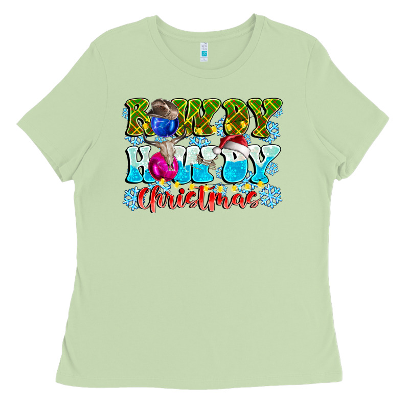 Rowdy Howdy Christmas Ladies Tee by CowhideDigitalArt | Teevron