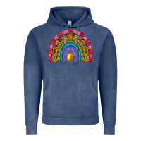 Vintage Denim easter and spring with flowers carrots butterfly and sunflower rainbow Vintage Hoodie - Artiststas