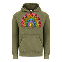 Vintage Olive easter and spring with flowers carrots butterfly and sunflower rainbow Vintage Hoodie - Artiststas