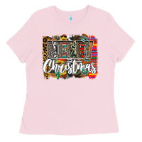 Bubblegum Pink Western Merry Christmas Ladies Tee - CowhideDigitalArt