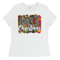 White Western Merry Christmas Ladies Tee - CowhideDigitalArt