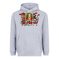 Heather Grey feliz navidad heifers front view Heavyweight Hoodie - RanaPortraitStore