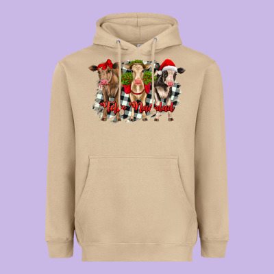 Feliz Navidad Heifers Front View Heavyweight Hoodie Designed By Ranaportraitstore