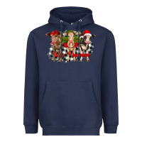 Navy feliz navidad heifers front view Heavyweight Hoodie - RanaPortraitStore
