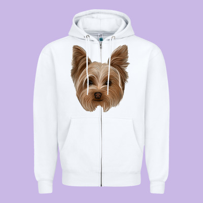Yorkie Zipper Hoodie Designed By Jasminsmagicworld