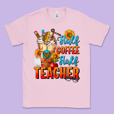 Half Coffee Half Teacher Classic Tee Designed By Fadigitalartstudio