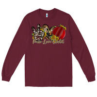 Burgundy peace love cricket Long Sleeve Tee - RacoonDesign