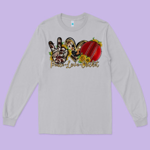 Peace Love Cricket Long Sleeve Tee Designed By Racoondesign