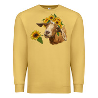 Antique Gold goat with sunflower Premium Sweatshirt - RanaPortraitStore