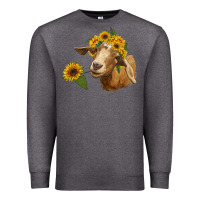Charcoal Heather goat with sunflower Premium Sweatshirt - RanaPortraitStore