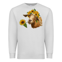 Dove Grey goat with sunflower Premium Sweatshirt - RanaPortraitStore