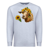 Heather Grey goat with sunflower Premium Sweatshirt - RanaPortraitStore