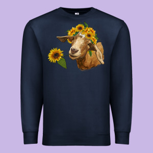 Goat With Sunflower Premium Sweatshirt Designed By Ranaportraitstore