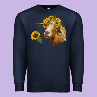 Goat With Sunflower Premium Sweatshirt Designed By Ranaportraitstore