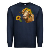 Navy goat with sunflower Premium Sweatshirt - RanaPortraitStore