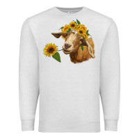 Oatmeal Heather goat with sunflower Premium Sweatshirt - RanaPortraitStore