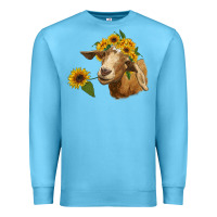 Ocean Blue goat with sunflower Premium Sweatshirt - RanaPortraitStore