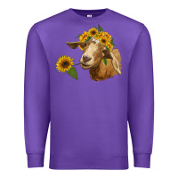 Purple goat with sunflower Premium Sweatshirt - RanaPortraitStore