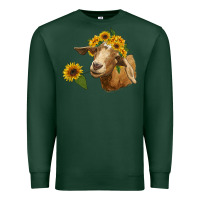 Sports Green goat with sunflower Premium Sweatshirt - RanaPortraitStore