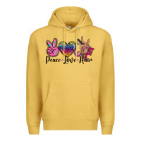Antique Gold peace love hair Premium Hoodie - BarkalooDesign
