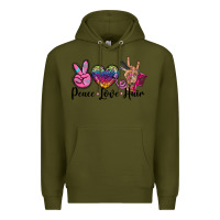 Army Green peace love hair Premium Hoodie - BarkalooDesign