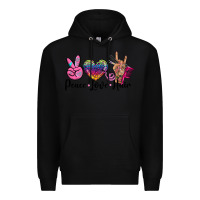 Black peace love hair Premium Hoodie - BarkalooDesign