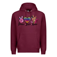 Burgundy peace love hair Premium Hoodie - BarkalooDesign