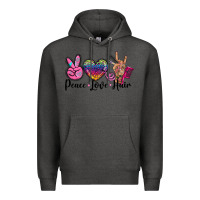Charcoal Heather peace love hair Premium Hoodie - BarkalooDesign
