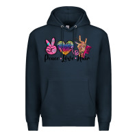 Navy peace love hair Premium Hoodie - BarkalooDesign