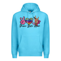Ocean Blue peace love hair Premium Hoodie - BarkalooDesign