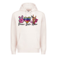 Pale Pink peace love hair Premium Hoodie - BarkalooDesign