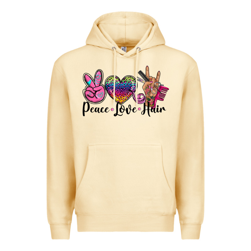 Peace Love Hair Premium Hoodie by BarkalooDesign | Teevron